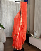 Kota Silk Hand Embroidered Saree in Orange